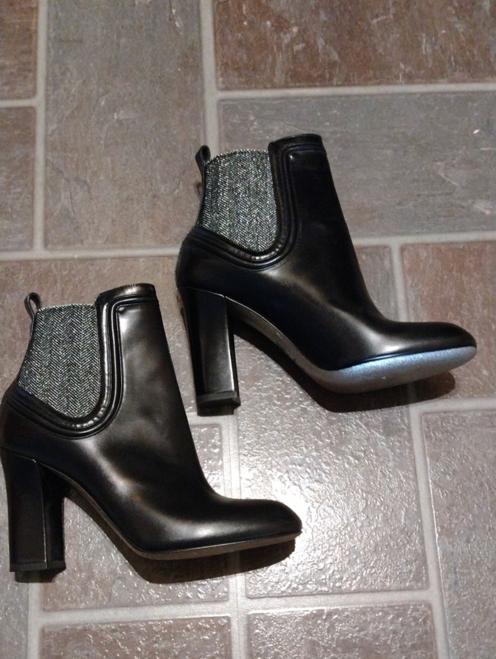 Alexander McQueen Black Chelsea Block High Heel Ankle Boots Size 38